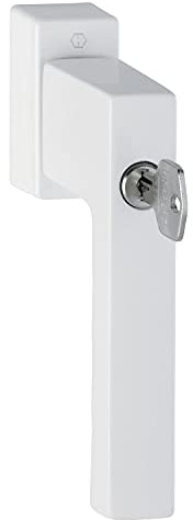 HOPPE TOULON - Manilla para Ventana con Cilindro de Bloqueo, Secu100+Secustik+VarioFit, 90°, 7x32-42 mm, Blanco RAL 9016, ref. 10764848