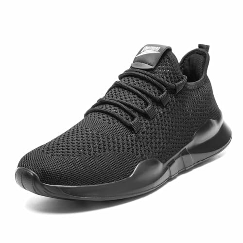 Mens Trainers Running Walking Tennis Gym Slip on Sports Sneakers Black 8