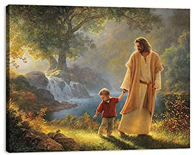 ZHONGYUTONG Jesus Hält Meine Hand Christliche Bilder Gerahmt Jesus Poster Leinwand Kunstdrucke Gemälde Morden Heimdekoration (30x45cm)