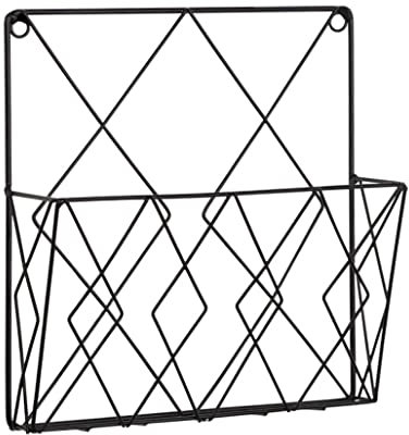 SunaOmni Wand Zeitschriftenständer Hängend Zeitschriftenhalter Zeitungsaufbewahrung Organizer Metalldraht Dateien Regal Dekoration Schwarz
