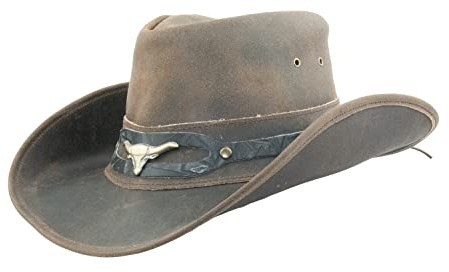 Black Jungle Ontario utomhus västerländsk läderhatt Australien cowboy läderhattar ridhatt unisex, Brun, M