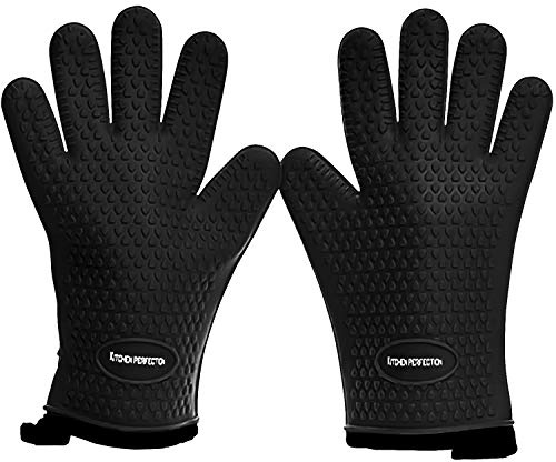 Kitchen Perfection Silikon-Ofenhandschuhe – extrem hitzebeständige Grillhandschuhe – Griff heiße Speisen direkt auf Ihrer Smoker-Grill-Fritteusengrube, wasserdichte Ofenhandschuhe, Grillhandschuhe,