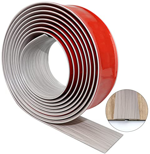 LSGCQ Übergangsprofil selbstklebend Vinyl Übergangsleiste Bodenleiste | Fußboden Ausgleichsprofil Holzmaserung Abdeckleisten für Fußböden Übergangsprofil Laminat (Grau, 300×4cm)