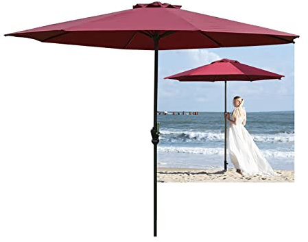 whalebee Sonnen Terrassenschirm Für Strand Terrasse Garten Outdoor, 2.7m Rund Sonnenschirm UV-Schutz, Faltbarer Tragbar Strandschirm Für Angeln Camping Reise, Winddicht, Wasserabweisend