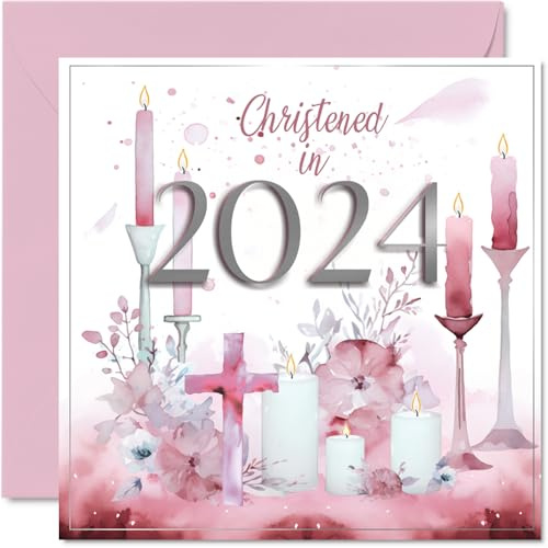Dopkort för flickor och henne – dop 2024 – grattis-dopkort, första nattvarden för flickor, 145 mm x 145 mm kristna gåvor religiösa gratulationskort