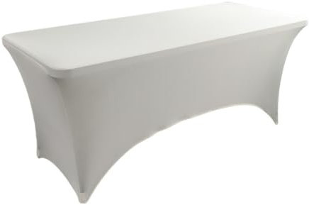 Wambere Elastische Tischdecke,Quadratische Tischtuch,Elastisch Biertischhussen Strechhussen Stretch Stehtisch Hussen für Restaurant Hochzeit Party Geburtstag Bankett Dekoration,Creme,244x75x75cm