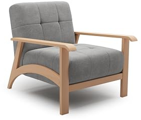 Cavadore Sessel Billan / Polstersessel im skandinavischen Design mit massivem Holzgestell in Buche / 78 x 88 x 106 / Mikrofaser, Grau