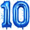 OFFCUP Blue Number 10 Balloons, 40 Inch Large Foil Number 1 & 0 Balloons, Self Inflating 10th Birthday Balloon for 10 Year Old Men Women Anniversary Birthday Party Decorations Supplies