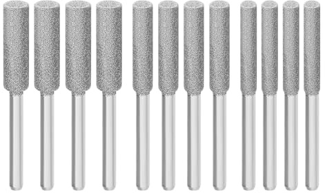 VGOL 12pcs 4.0mm 4.8mm 5.5mm Diamond Chainsaw Sharpener Burr Grinding Stone File Sharpening Polishing Grinding Tool for Chainsaw Grinder