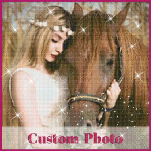 Rainsar Diamond Painting Eigenes Foto, Diamond Painting Personalisiert, Diamond Painting Selbst Gestalten, 5D Diamant Painting Personalisiertes Bilder, Runder Diamant, 30x40cm