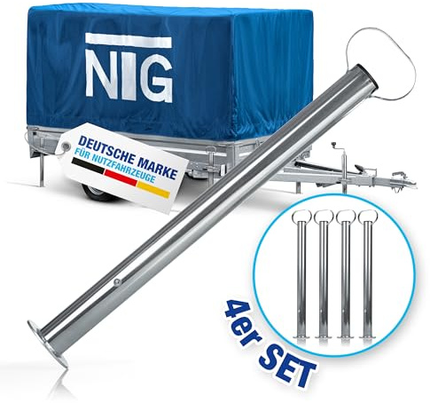 NTG släpvagnsstöd med klämhållare 600 mm 4 stycken – 300 kg lastkapacitet Ø 48 mm
