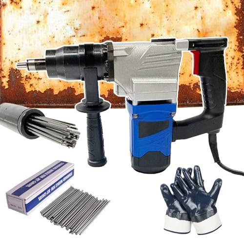 json2xml Escalador Aguja eléctrico/Limpiador escoria Soldadura Mano,Herramienta Grado Industrial para eliminación óxido y decapado Pintura con 120 Agujas de descalcificación y Guantes Antideslizantes