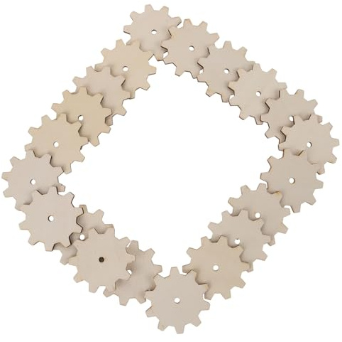 Hohopeti 20 Stück Holzzahnräder aus Beige Holz Sichere und Glatte Oberfläche Bastelzubehör für Selbstgemacht Malerei und Kreative Kinderprojekte