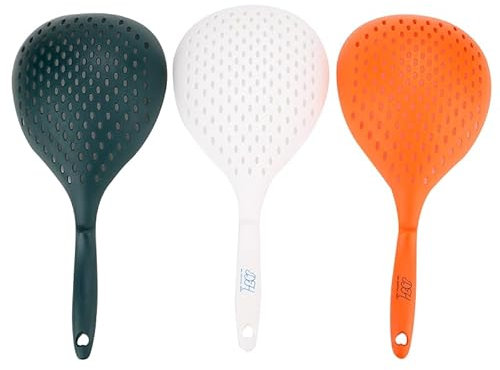 Set di 3 cucchiai grandi per schiumarola, paletta multifunzione in plastica, con manico ergonomico per un drenaggio efficiente, resistenti al calore e durevoli, utensili da cucina per cucina