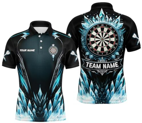 Blaues Ice Dartboard Personalisiertes Darts Polo & Quarter-Zip Shirt – Cooles Darts Shirt für Herren & Damen – Dart Trikots L1241