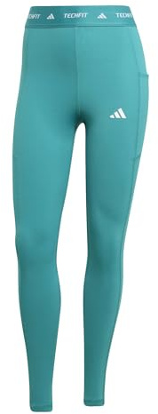 adidas Mujer TECHFIT Stash Pocket Full Length Leggings, Pure Teal, S