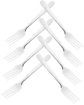 WATIIFUFU Juego De 8 Tenedores De Carne De Acero Inoxidable 20 Cm Diseño Estampado, Ergonómicos y Pulidos, Aptos Para Hogar y Restaurante, Utensilios Para Cenas y Fiestas