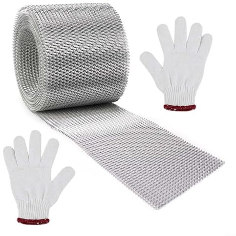 Entgoinggo Rejilla protectora de hojas de aluminio, red de canalón, cubierta antihojas, cubierta de pantalla de caída, cubierta protectora de filtro de canalón, rollo de protección que evita hojas,