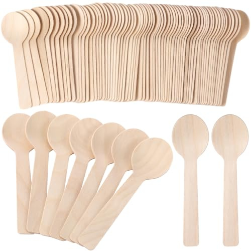 Teenyyou 3000 Pcs Mini Wooden Spoons 3.94 Inch Disposable Small Wooden Ice Cream Spoon Tiny Sampling Spoons Bulk Natural Birchwood Tasting Cutlery Scoop for Parties, Weddings, Camping