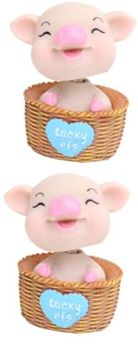 KOMBIUDA 2stücke Dekorative Wackelkopf Cartoon Schwein Figur Kreatives Auto Armaturenbrett Ornament Niedliches Für Autofahrer Farben Zufällig Aus Hochwertigem Harz Gefertigt