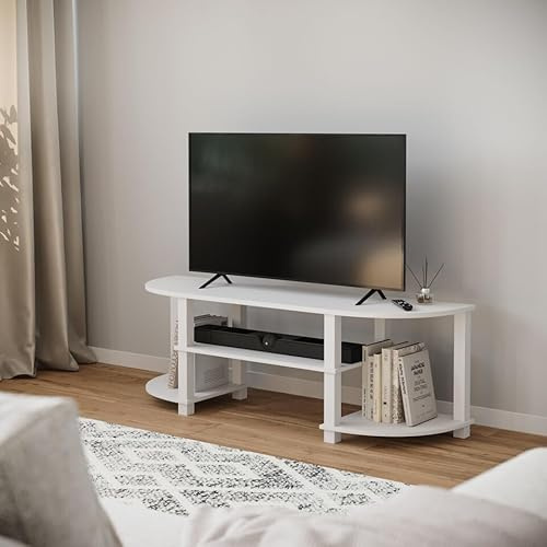 URBNLIVING Wide TV Unit Stand, Modern S-Tube Entertainment Centre with Spacious Storage, Ideal for Living Room Bedroom, Durable MDF Construction, Multiple Finish Options