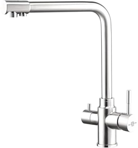 Azore 3 Way Triflow Tap - Monobloc Mixer Kitchen Filter Tap - Mirrored/Chrome with Free Filter System