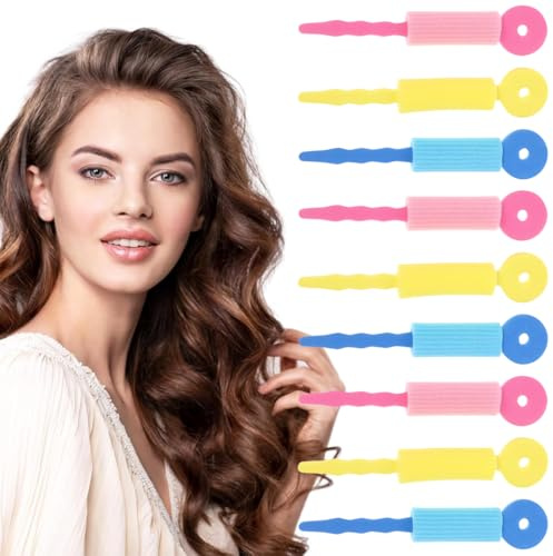 PYEUIFT 9Pcs Bigoudis Cheveux Mousse, Fer à Friser Éponge, Boucles éponge, Bigoudis Mousse, Heatless Curls, Bigoudis Éponge Douce, Bigoudis Magiques, Cheveux Bigoudis