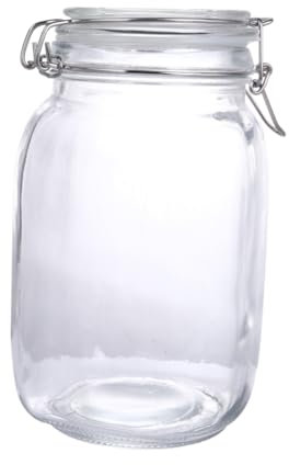 Frasco de vidrio de un galón for almacenamiento en la cocina y organización del lavadero. Tanque de almacenamiento sellado de vidrio de 1500 ml, frasco hermético for dulces, frasco for miel con hebill