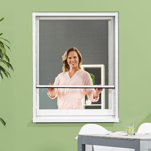 empasa moustiquaire fenêtre enroulable SMART, blanc, marron ou anthracite | protection contre les insectes moustiquaire volet roulant Store, couleur : blanc, taille : 70 x 130 cm