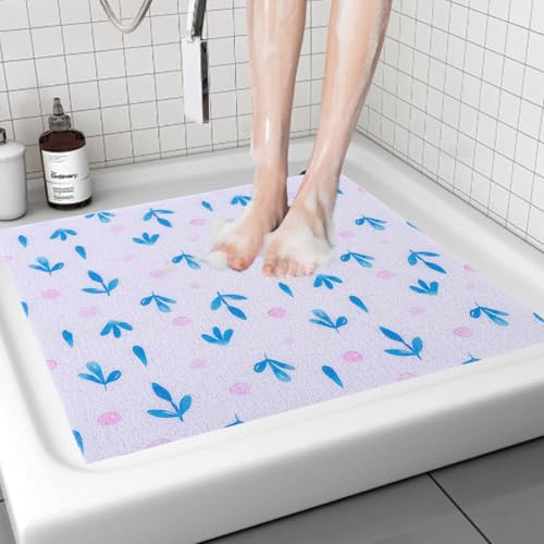 7VSTOHS Duschmatte rutschfest 60x60cm, Weich Komfort Badematte mit Ablauflöchern, PVC-Luffa Massage Antirutschmatte Dusche für Badewanne, Dusch und Nassbereiche, Schnell Trocknend