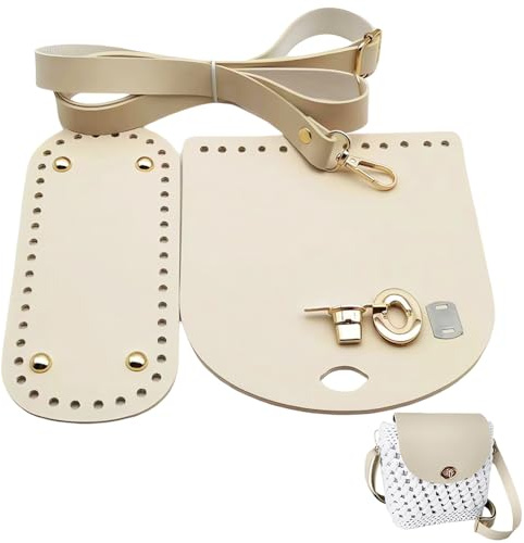 CALFOVERA 3 Juego de Bolsos de Ganchillo para Hacer Tú Mismo, Correa de Hombro Ajustable de Cuero Sintético con Solapa, Funda Ovalada para Mochila, Accesorios para Ganchillo, Bolso de Mano, Mochila