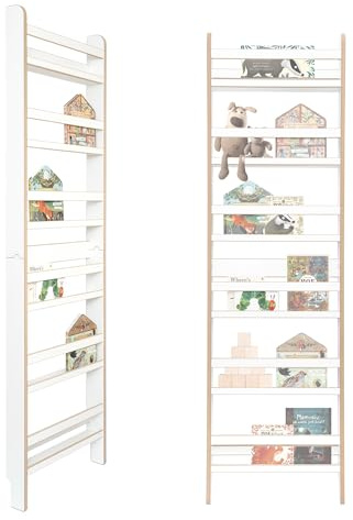 MAMOI® Libreria per bambini in pannello a base di legno – cassetta per libri, libreria per cameretta, panca porta libri, mensola da parete, mobile Montessori, scaffale per bambini.
