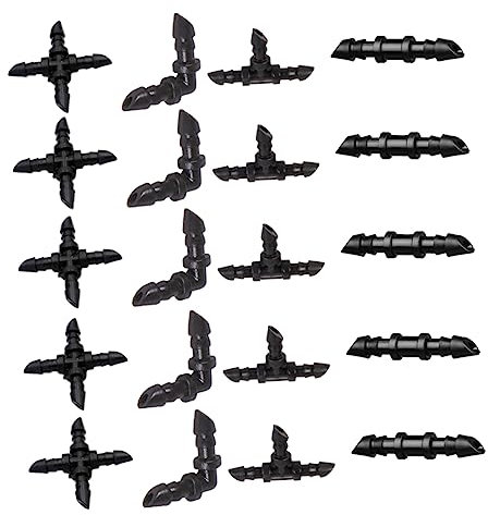 Happyyami 20piezas Conector De Púas Conectores Cruzados Rectos y Acodados Para Riego Jardín Césped Compatible Manguera