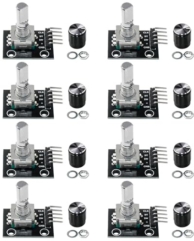 KY-040 Drehwinkelgeber Drehgeber mit Druckknopf Rotary Encoder Modul 360 Grad Drehgeber,Encoder Rotary Encoder Code-Schalter Digital Potentiometer (8)