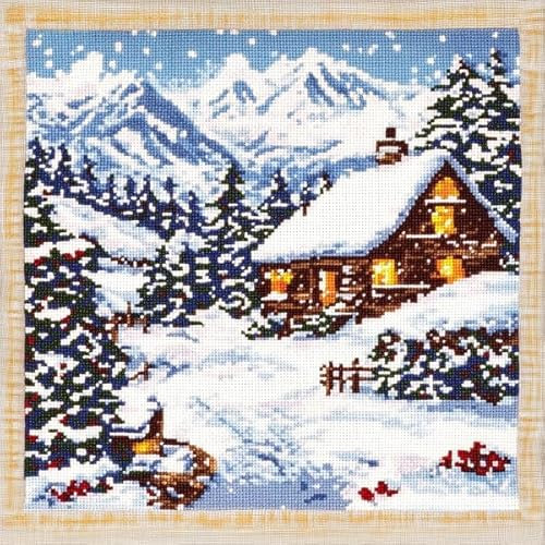 kit de crochet à loquet coussin point noué,kit de bricolage toutes saisons pour débutants et experts,projets de crochet à lanière,Pack Matériel Décoration Maison Création,Scène de neige d'hiver
