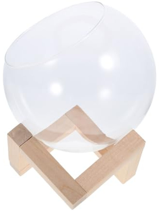 Toyvian Glas-Terrarium mit Holzständer für Hydrokultur Tischvase für Sukkulenten und Pflanzen Vermehrungsgefäße aus Glas für Indoor-Garten Kompakt und Pflegeleicht