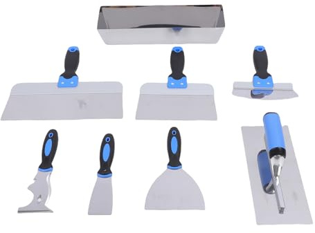 Luocute Ensembles de Couteaux de Mastic, Ensemble D'outils de Gratte-ciel de Peinture en Acier Inoxydable, Casserole de Boue de 14 Pouces pour Réparer les Cloisons Sèches, Enlever le