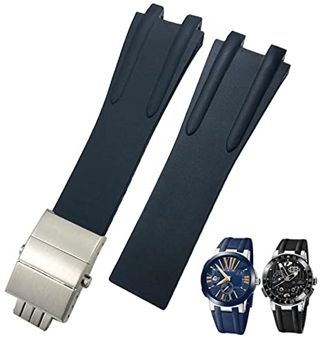 26 mm gummistål fällbart spänne klockband Passar för blåsvart brun sportvattentäta remstillbehör