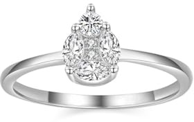 Stfery Bague Femme Mariage Or Blanc 14 carats, Anneau Goutte Orné de Moissanite Marquise, Bague Or 585 Taille 52