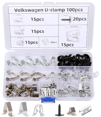 HX-pyahgtv Auto Befestigung Clips Metall, 100 Stück Metall Befestigungsclips Auto Federclips, Türverkleidungs Clip Sets, Universeller Zierleistenclip, Auto Ersatzteile für Allen Autos