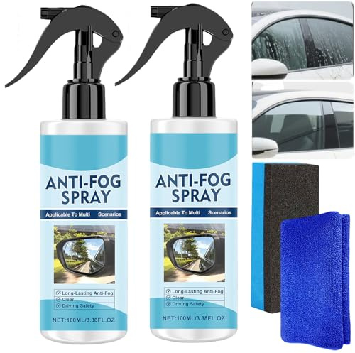 Spray antiappannamento per parabrezza auto, spray idrorepellente e disappannante per vetri interni ed esterni, rivestimento idrorepellente a lunga durata, migliora la visibilità di parabrezza (2pcs)