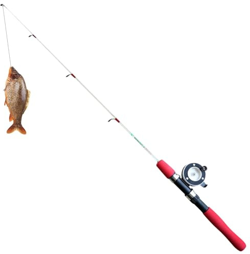Fiskespö – kort isfiskespö – glasfibermaterial | 61 cm ultrakort vinterset 59 g, keramisk guide design för kallt väder sjö och utomhus damm sportfiske jaktutrustning