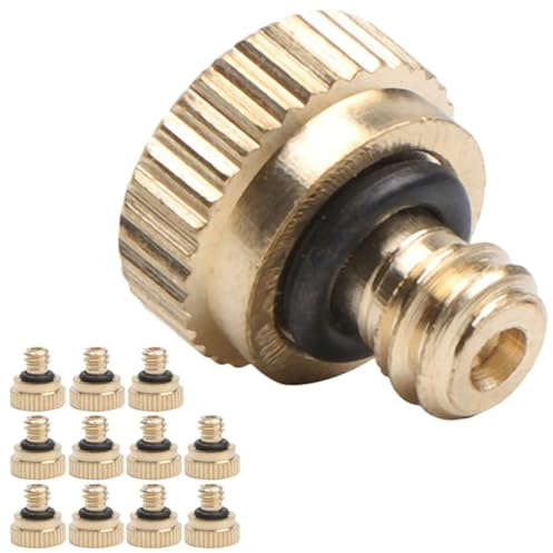 NIYANGLE Boquilla Nebulizadora de Latón 12 Piezas, Boquilla Atomizadora de Baja Presión 0.2 Mm, Pulverizador para Sistema de Nebulización Exterior y Enfriamiento de Jardín