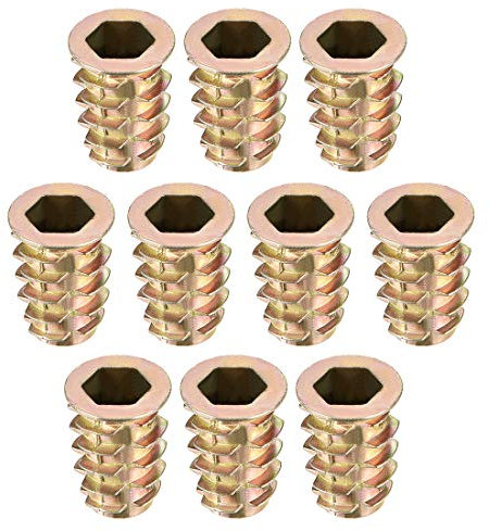 sourcing map 10Stk. Gewindeeinsatz Muttern Zinklegierung Innensechskant Gewinde 20mm Länge DE de