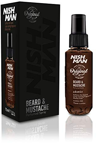 Nishman Adonis Beard & Mustache Perfumed Spray for Men, 75 ml - Nishman Beard Perfume, Perfect Smell, Alcohol Free, Eliminates Bad Odour, Contains Vitamins