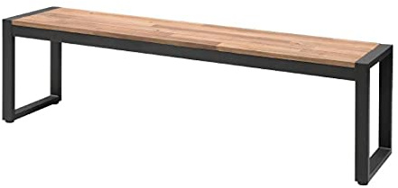 Bolero Pre-Oiled Acacia Wood and Steel Industrial Benches 1600mm (2 Pack), Industrial Style Steel Frame, Size: 450(H) x 1600(W) x 380(D) mm DS158
