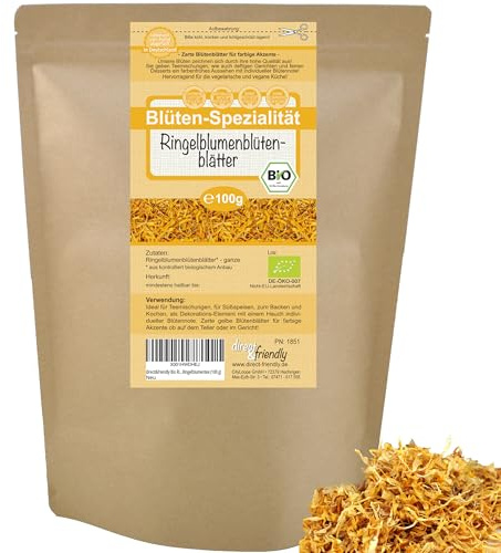 direct&friendly | Bio Ringelblumenblüten | 100g | ohne Kelch | Ringelblumenblütentee | getrocknete Essblüten | Tortendekoration