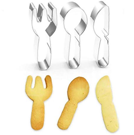 3 Stück Edelstahl Ausstechformen-löffel-Gabel-Messer-Form-Fondant-Moulds Biscuit Formen Backwerkzeuge Für Heim Kuchen-schokoladen-Dessert