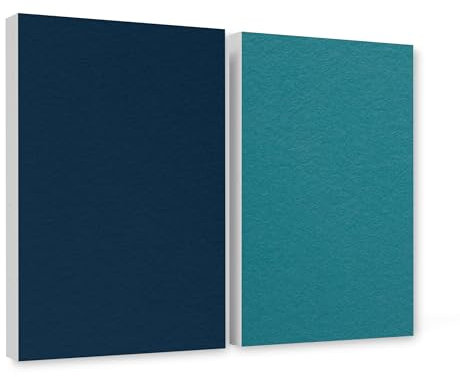 platino24 Schallabsorber COLORE aus Basotect G+ I 2 Stück I 82,5 x 55 x 5 cm I Wand-Paneele in Nachtblau & Petrol I Akustikpaneele mit Akustikfilz zur Schalldämmung in Büro & Wohnung