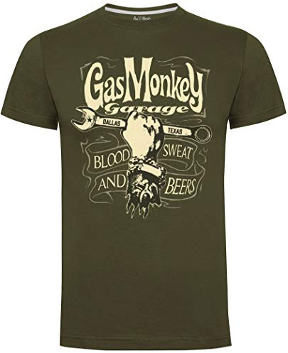 Gas Monkey Garage Mechanics Spanner Herren-T-Shirt, Militärgrün, grün, XL